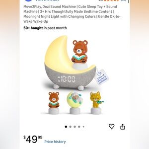 Dozi Moon Sound Machine Night Light for Kids - Gray & Yellow